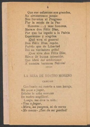 La niña de Rostro Moreno : Canción