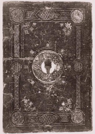 Breviarium Romanum. Venedig, 1478 : Bucheinband mit italienischer Stempelprägung (Leder über Holz mit gemaltem blau-goldenem Wappen) Rückendeckel (Vorderdeckel Kriegsverlust) von: Nicolaus Jenson: Breviarium Romanum, Venice, 1478 : decoration and distribution. Dresden: SLUB Ink.2872.2