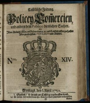 Nro. XIV, Montags, den 6. April 1750