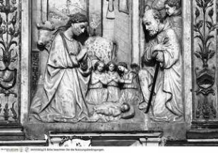 Retabel mit der Anbetung des Kindes und Heiligen, Anbetung des Kindes