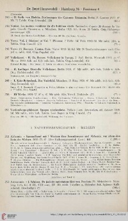 Naturwissenschaften, Medizin (Nr. 252-340)