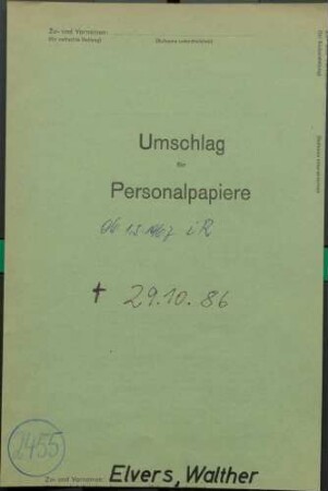 Elvers, Walther Wilhelm Heinrich Hans