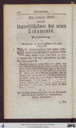 Der andere Theil. Von der Universalhistorie des neuen Testaments.