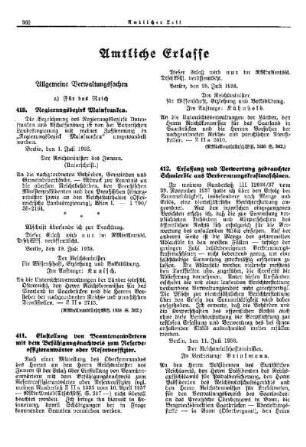 Erfassung und Verwertung gebrauchter Schmieröle aus Verbrennungskraftmaschinen : [Allgemeine Verwaltungssachen] ; [Für das Reich] ; [Amtliche Erlasse] ; [Amtlicher Teil]