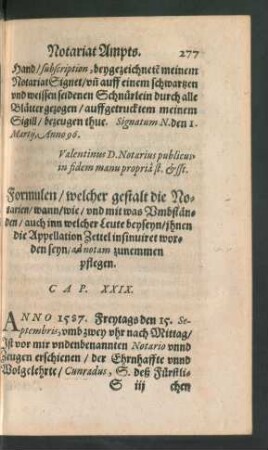 Formulen/ welcher gestalt die Notarien ... Cap. XXIX.