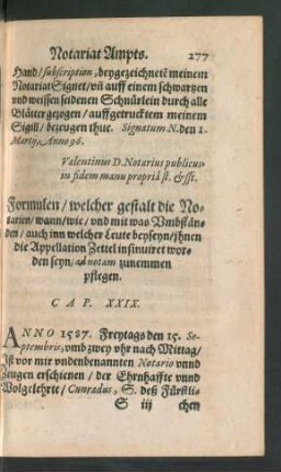 Formulen/ welcher gestalt die Notarien ... Cap. XXIX.