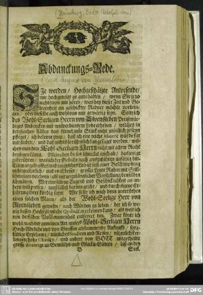 Abdanckungs-Rede [Von Bodo Adolph von Heimburg]