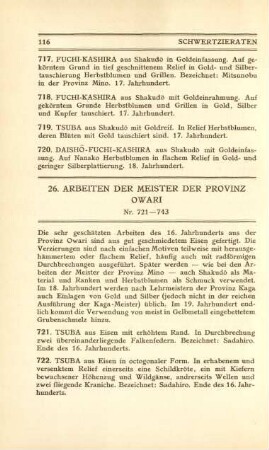 26. Arbeiten der Meister der Provinz Owari. Nr. 721-743