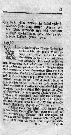 Der Arzt. Eine medicinische Wochenschrift. N.verb.Ausg. Bd.1-6.