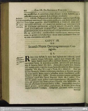 Caput IX. De Secundis Nuptiis Quinquageniariorum Conjugum