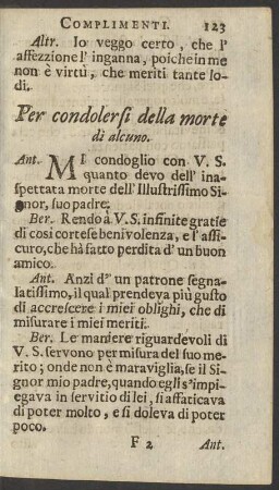 Per condolersi della morte di alcuno.