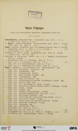 Neuere Prägungen (Nr. 1-216)