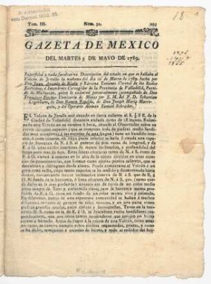 Descripcion del estado en que se hallaba el Volcán de Jorullo la mañana del dia Marzo de 1789.