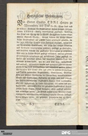 Herzogliches Privilegium.