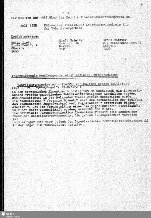 Internationale Bemühungen um einen sozialen Friedensdienst