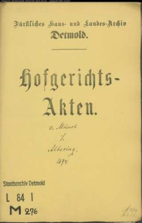 von Münch, Henrich, Landdrost gegen Albering (Alberding, Albering) zu Aspe - Rückständige Kornlieferung
