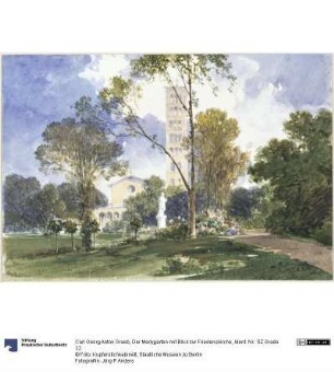 Der Marlygarten mit Blick zur Friedenskirche