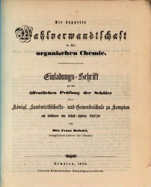 Die doppelte Wahlverwandtschaft in der organischen Chemie