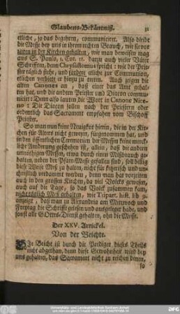 Der XXV. Artickel. Von der Beichte.