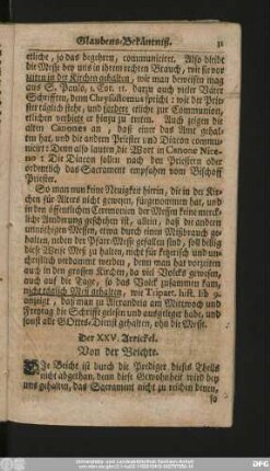 Der XXV. Artickel. Von der Beichte.