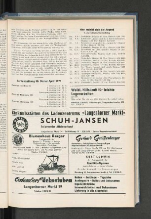 Rentenzahlung für Monat April 1971