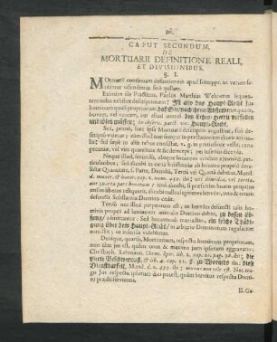 Caput Secundum; De Mortuarii Definitione Reali, Et Divisionibus