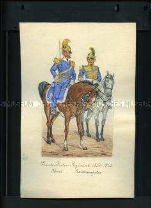 Uniformdarstellung, Oberst und Stabstrompeter des Garde-Reiter-Regiments zu Pferd, 1853/1862.