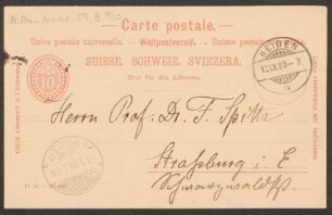Postkartendiktat an Friedrich Spitta : 12.09.1899