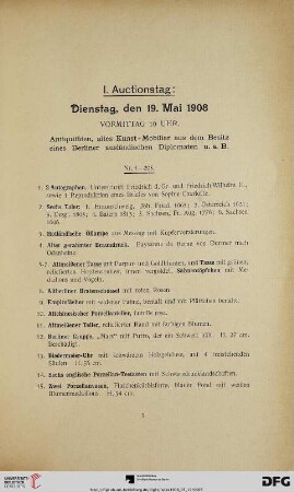 Antiquitäten, altes Kunst-Mobiliar aus dem Besitz eines Berliner ausländischen Diplomaten u. a. B. (Nr. 1-295)