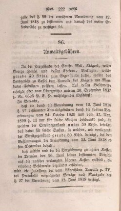 86. Anwaltsgebühren.