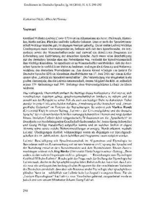 Vorwort zum Themenheft Leibniz als Sprachwissenschaftler