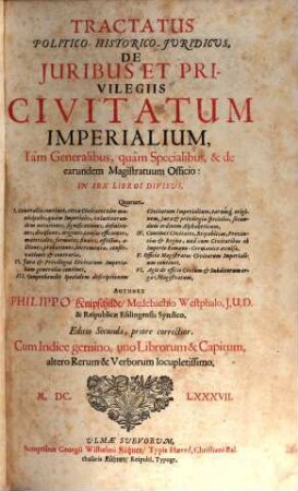 Tractatus de iuribus et privilegiis civitatum imperialium