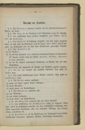 Übersicht der Satzlehre