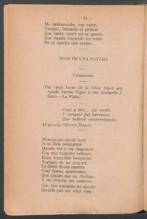 Picaniando : Ecos de una payada