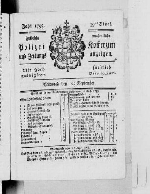 39tes Stück., Ausgabe vom 25. September 1793