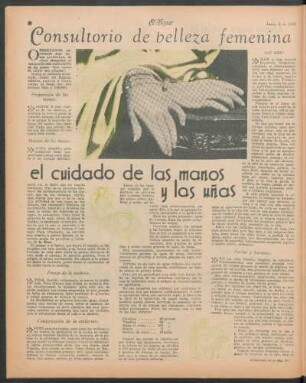 Consultorio de belleza femenina : El cuidado de las manos y las uñas