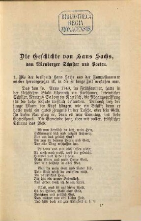 Lebensgeschichte des Nürnberger Schusters und Poeten Hans Sachs