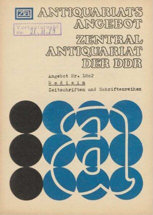 Nr. 1802: Medizin Zeitschriften und Schriftenreihen