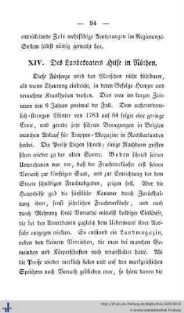 XIV. Des Landesvaters Hilfe in Nöthen