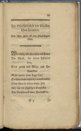 Die Glückseligkeit des Christen schon hienieden.