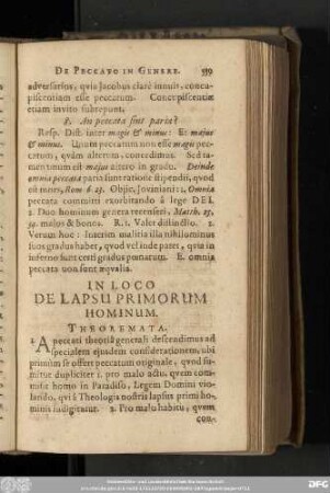 In Loco De Lapsu Primorum Hominum. Theoremata.