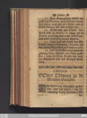 LXXXVII. Gottes Ordnung zu der Menschen Seeligkeit.