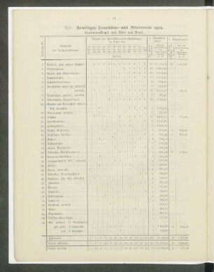 XIV. Bewilligte Invaliden- und Altersrente 1909.