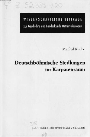 Deutschböhmische Siedlungen im Karpatenraum
