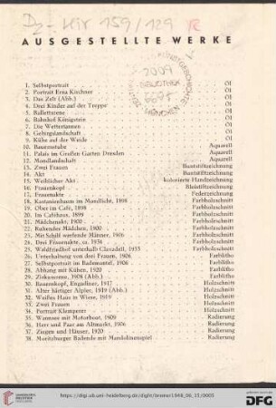 Ausgestellte Werke (Nr.1-38)