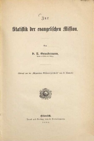 Zur Statistik der Evangelischen Mission