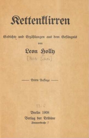 Kettenklirren : Gedichte und Erzählungen aus dem Gefängnis