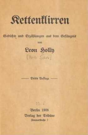 Kettenklirren : Gedichte und Erzählungen aus dem Gefängnis