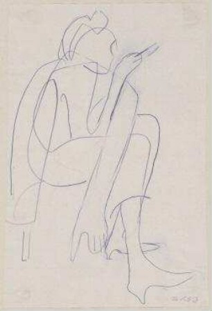 [o.T.]. Sitzende Frau