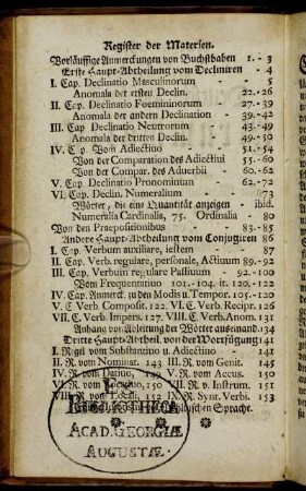 Register der Materien